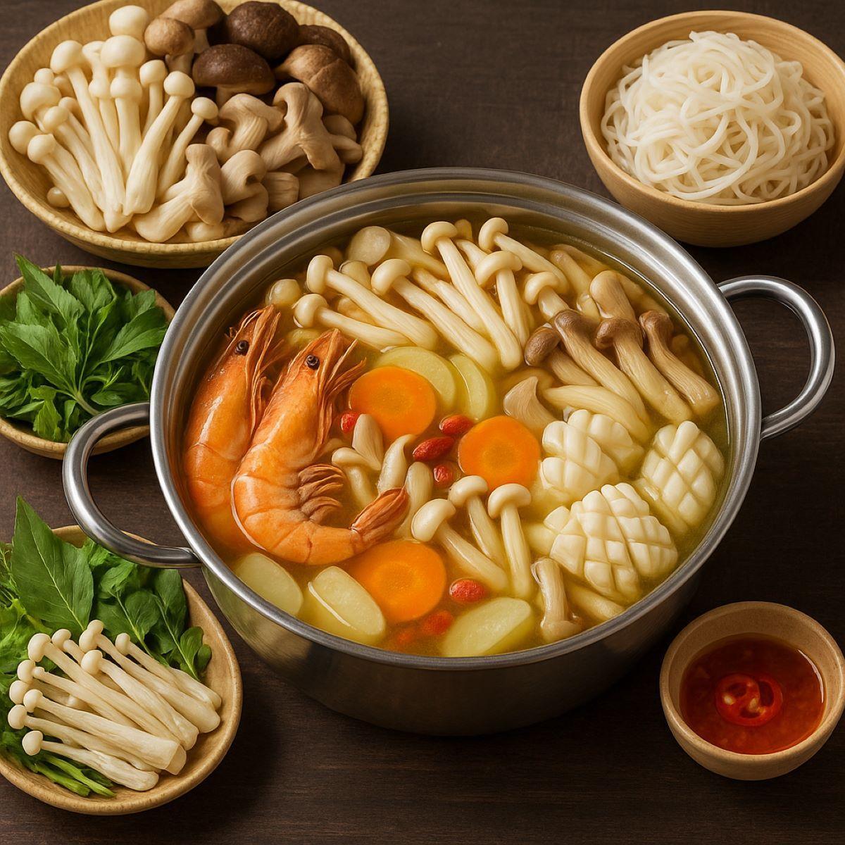 Cách nấu lẩu nấm hải sản thơm ngon "siêu dễ"